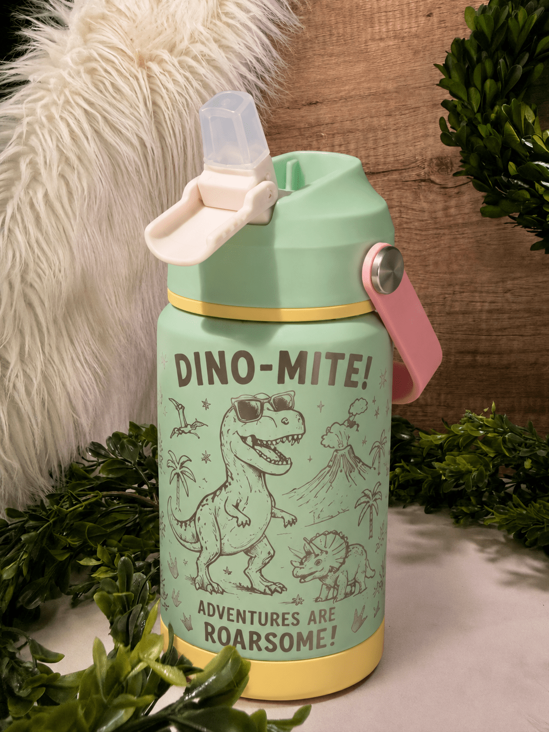 12oz Dino - Mite - Beam The Vibe 12oz Dino - Mite in with laser engraved design