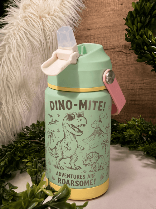 12oz Dino - Mite - Beam The Vibe 12oz Dino - Mite in with laser engraved design