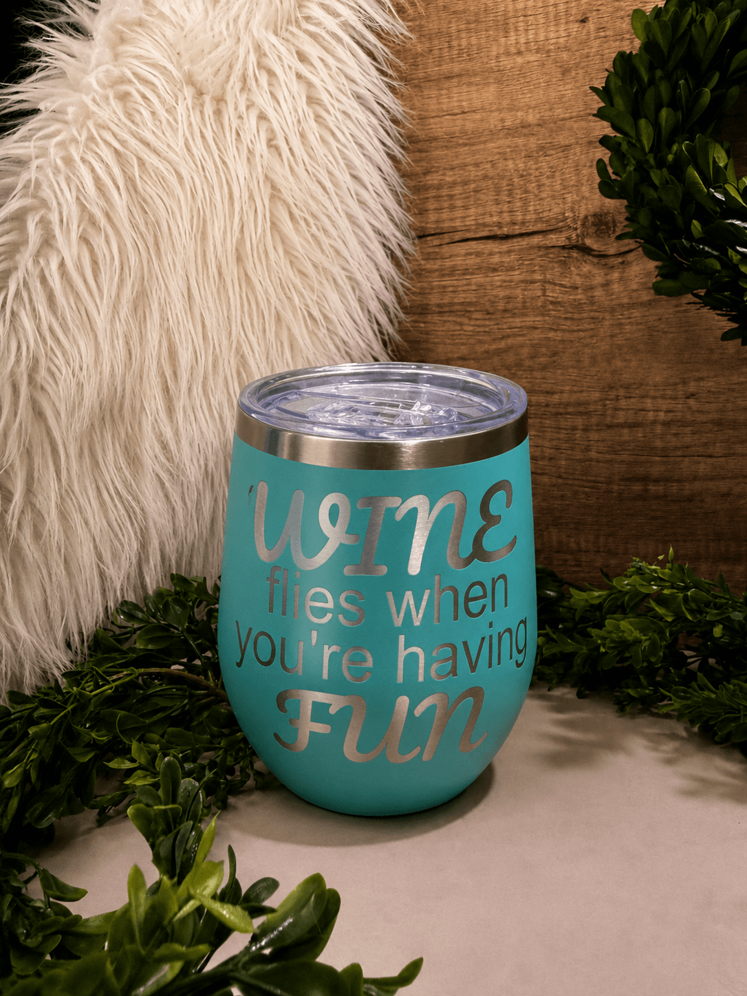 12oz Wine Flys - Beam The Vibe 12oz Wine Flys in with laser engraved design