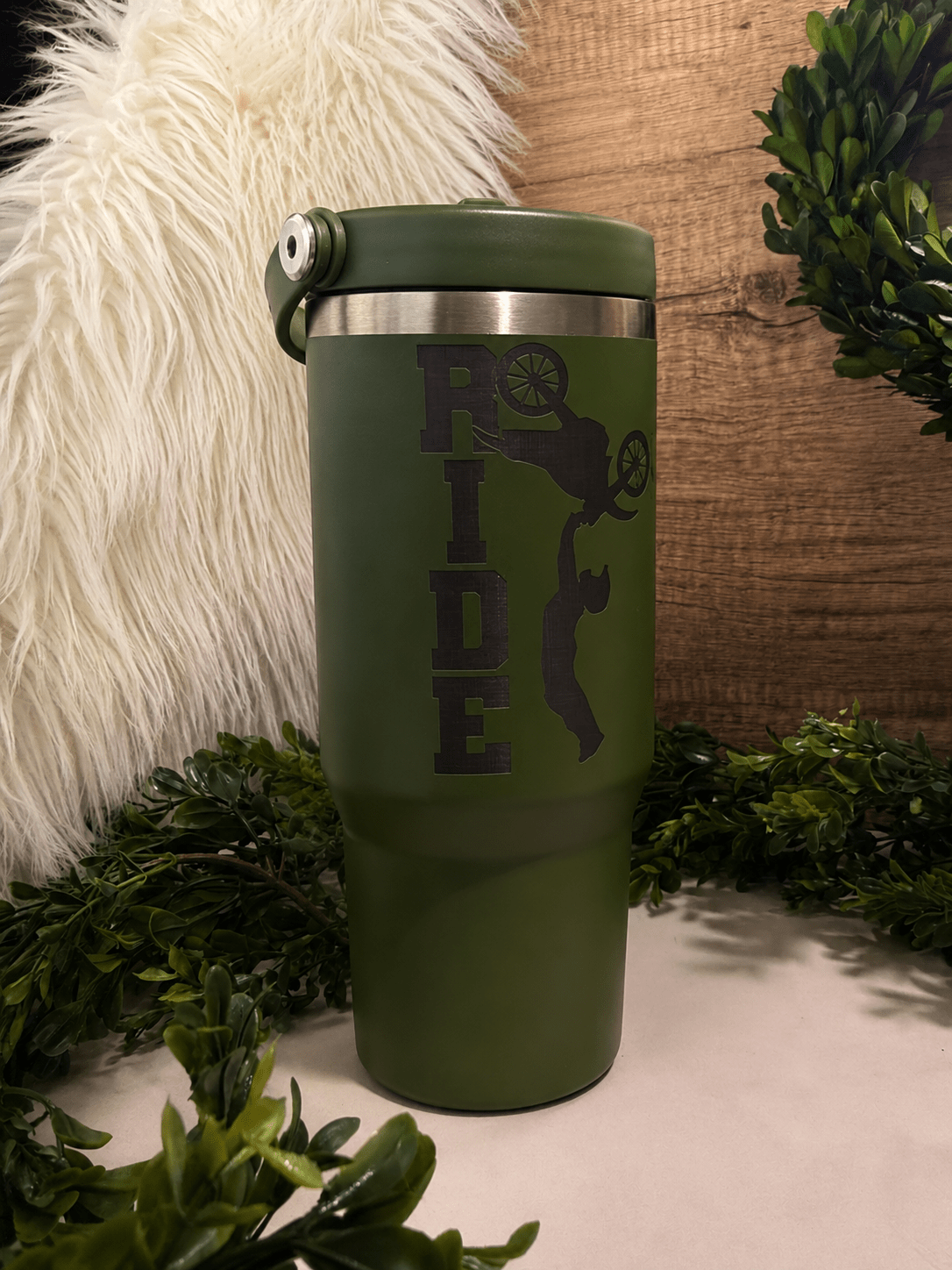 30oz Dirtbike - Beam The Vibe 30oz Dirtbike in with laser engraved design