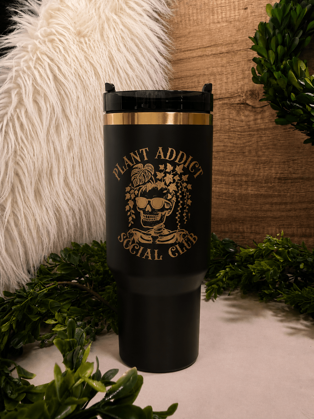 40oz Plant Addict - Beam The Vibe 40oz Plant Addict in with laser engraved design