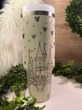 Tumbler with castle and Mickey Mouse balloons