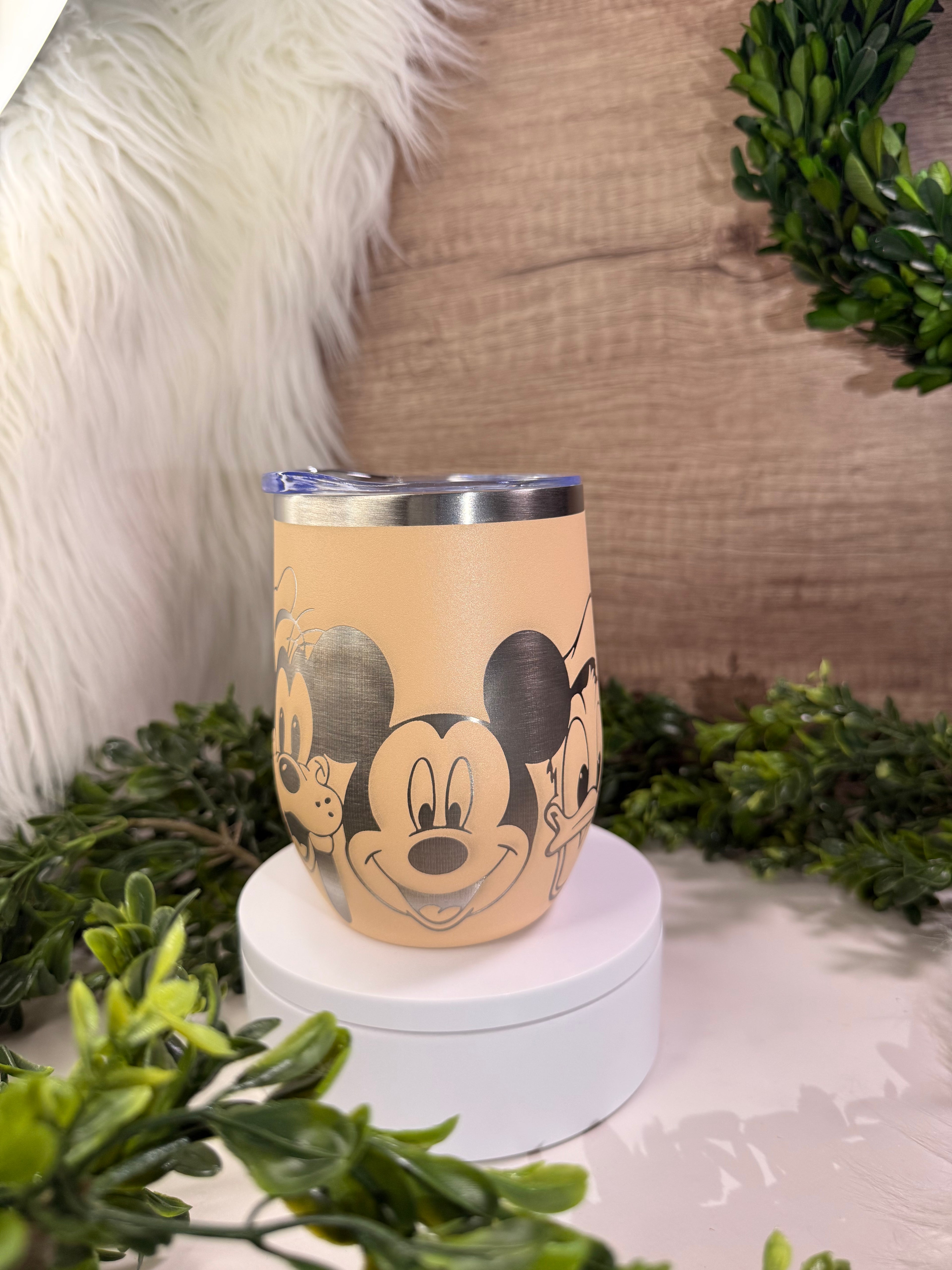 peach Tumbler with mickey and friend character design 